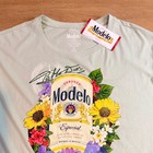 Modelo Cerveza Graphic T-shirt Size Xl Teal Floral Beer Can