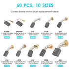 60 Pcs Electric Motor Carbon Brushes Set  10 Assorted Sizes Graphite   Copper Re