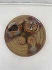 Sango Splash 4951 Brown Tan Drip Glazed Stoneware Condiment Set Of 5 Pieces