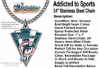 New Miami Dolphins Necklace Stainless Steel Chain Football Nfl Sports Free Ship 