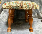 Vintage Empire Wood Carving Co Wool Needlepoint Foot Stool Floral Tapestry Lot 3