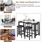 5pcs Faux Marble Counter Height Pub Table Breakfast Bar Padded Stools Dining Set