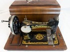 C  1923 Frister   Rossmann Hand Crank Sewing Machine Sphynx Decal Coffin Case
