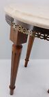 Vintage 1940s Dmc Italian Marble Top Round Table Stand With Fluted Tapered Legs