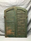 Pair Vtg Green Antique House Arch Top Wood Window Shutters 13x35 Old 605-22b