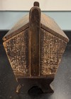 Primitive Wooden Candle Sewing Box Slant Lid Rustic Farmhouse Decor