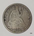 1854 Arrows 50c Liberty Seated Half Dollar Love Token F b r