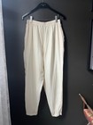 Vintage Cream Ivory 100  Silk Ladies Pants Medium 90s Track Elastic Lined White