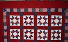 Well Quilted Patriotic Vintage Red  White   Blue Stars Antique Crib Quilt 