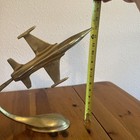 Vtg Brass Jet Fighter Airplane Desk Display   13  Tall 2lb 8 Oz
