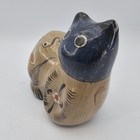 Vtg Mexican Tonala Side Loafing Cat Folk Floral Birds Hand Painted Pottery 9x7   