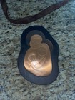 Vintage Holy Family Wall Plaque Mid Century Bronze And Wood Wall Hanging 8 x 5 