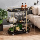 3 Tier Gold Bar Cart Kichen Rolling Serving Cart With Wine Rack And Glass Holder