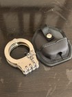 Chrome Hand Cuffs Stealth Police Heavy Duty Hinge Handcuffs Nylon Sheath