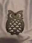 Vintage Gold Cast Iron Owl Trivet Hot Plate 4 In  Footed