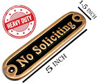 5in Brass No Soliciting Sign Modern Door Wall Plaque Self Adhesive Home Office