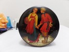 Russian Papier Mache Black Laquer Box 1984 Depicting A Courting Couple
