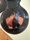 Black Wooden  Castanets Hand Painted   With Flamenco Dancers Vintage