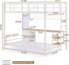 Metal Bunk Bed Full Over Twin Size With Charging Station Led Lights Desk Drawers
