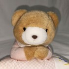 Vtg Eden Musical Teddy Bear Sleeping Pink Pillow Plush Wind Up Music Head Moves