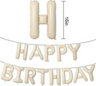 Happy Birthday Balloons Banner Beige 16 Inch Cream White Foil Letters Birthday S