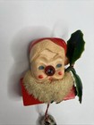Vintage 1950s Christmas Light Up Nose Santa Claus Holly Brooch Not Working