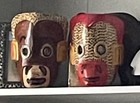 One Pair Guatemala Folk Art Wooden Masks Decor