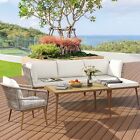 3-pieces Patio Furniture Sets Outdoor Sectional Sofa Rattan Wicker Sofa W  Table