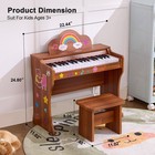 Brown 37key Kids Digital Piano Keyboard Wood Toddler Toy Music Education W stool