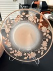 Vintage Pink Frosted Glass Floral Luncheon Salad Plates Set Of 12 Etched Roses