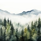 Watercolor Foggy Forest Clipart  Misty Forest Watercolor  Digital Download Png