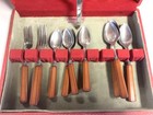 Bakelite Flatware Set   Butterscotch Handles-stainless   18pc Vintage