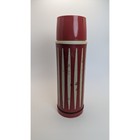 Vintage Universal Vacuum Thermos Red Cream Striped Pint Flask Mcm Made In Usa