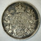 1905 Canada Silver 5 Cents Coin Circulated 5c Canadian Edward Vii