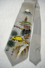 Neck Tie Vtg Hand Painted 40s Mt Fuji Japan Scape Silk Crepe Tie 49  X 4 25  Nib