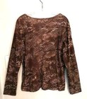 Chicos Additions Womens Blouse 2 L 12 Brown Tan Floral Shirt Top Long Sleeve