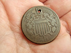 1865 Two Cent Piece Coin Us Coin With Holes   free Shipping  
