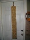 Vintage Needlepoint Wool Bell Pull Bellpull 44  Long Irish Gaelic Gold Linen