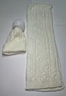 Michael Kors Women   s Cream Cable Knit Hat Scarf Set Pom Pom Mk Logo