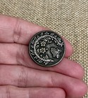 Victorian Rare 1  Metal Shank Button Low Relief Flower Butterfly Snake Art Deco