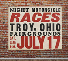 1950s Troy Ohio Motorcycle Race Poster  Flat Track Racing Sign Night Races Art