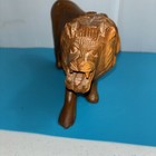 Hand Carved Wood Lion Roaring Statue Small Chip On Back Foot 9    Long X 6    Tall