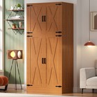 71   Farmhouse Wardrobe With 4 Barn Doors  Clothing Storage Cabinet With Shelves