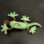 Golden Pond Gecko Lizard Ceramic Figurine Striped Orange Blue Yellow  4-3 4   