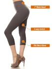 Women s Solid Color Seamless Wide Waistband Capri Leggings 