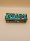 Vintage Chinese Brass And Enamel Stamp Box  4 25 x1 5 x1 5  