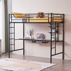 Metal Twin Size Loft Bed Frame With Writing Desk And Ladder For Kids Teen Adult