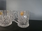 Vintage Paul Sebastian Crystal Mugs Set Of 4 Diamond Cut Glass Coffee Cups 4inch