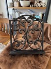 Vtg Cast Iron Metal Cookbook Book Bible Stand Recipe Holder Stand Place Holder