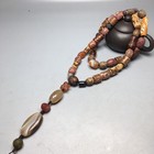 Rare Tibetan Buddhism High Oil Old Agate Dzi Beads Prayer Totem Amulet Necklace